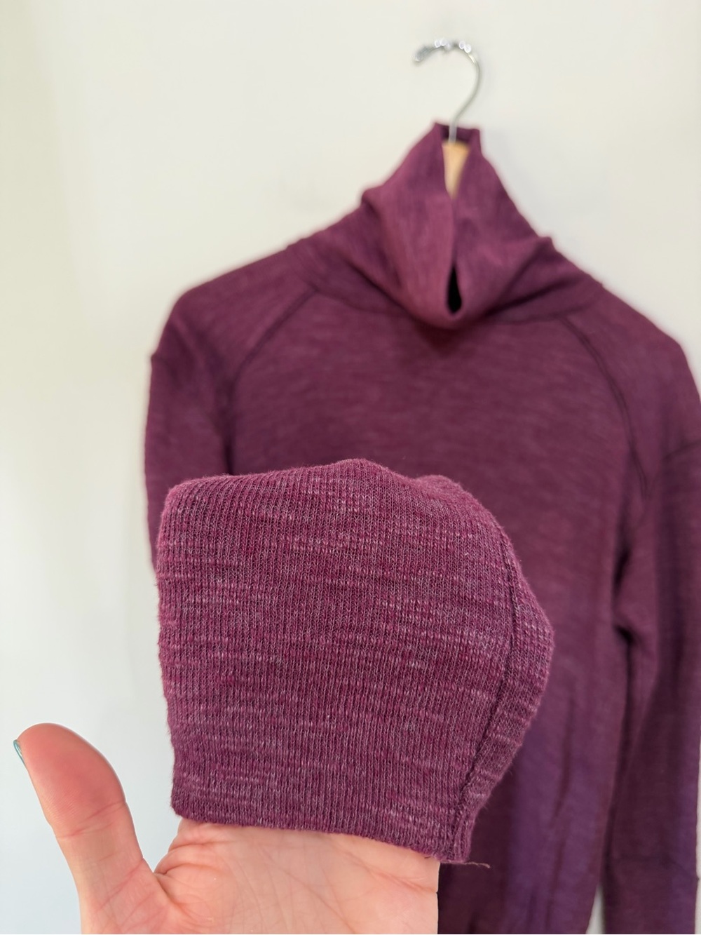 We the Free People Split Back Turtleneck Longline Top High Purple Short Womens S - Picture 3 of 10